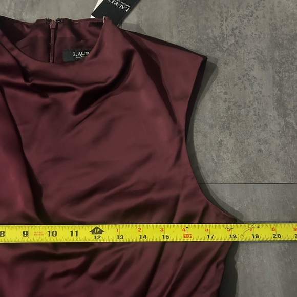 Lauren Ralph Lauren Satin Charmeuse Mock Neck Cocktail Dress (Vintage Burgundy) - Picture 12 of 12